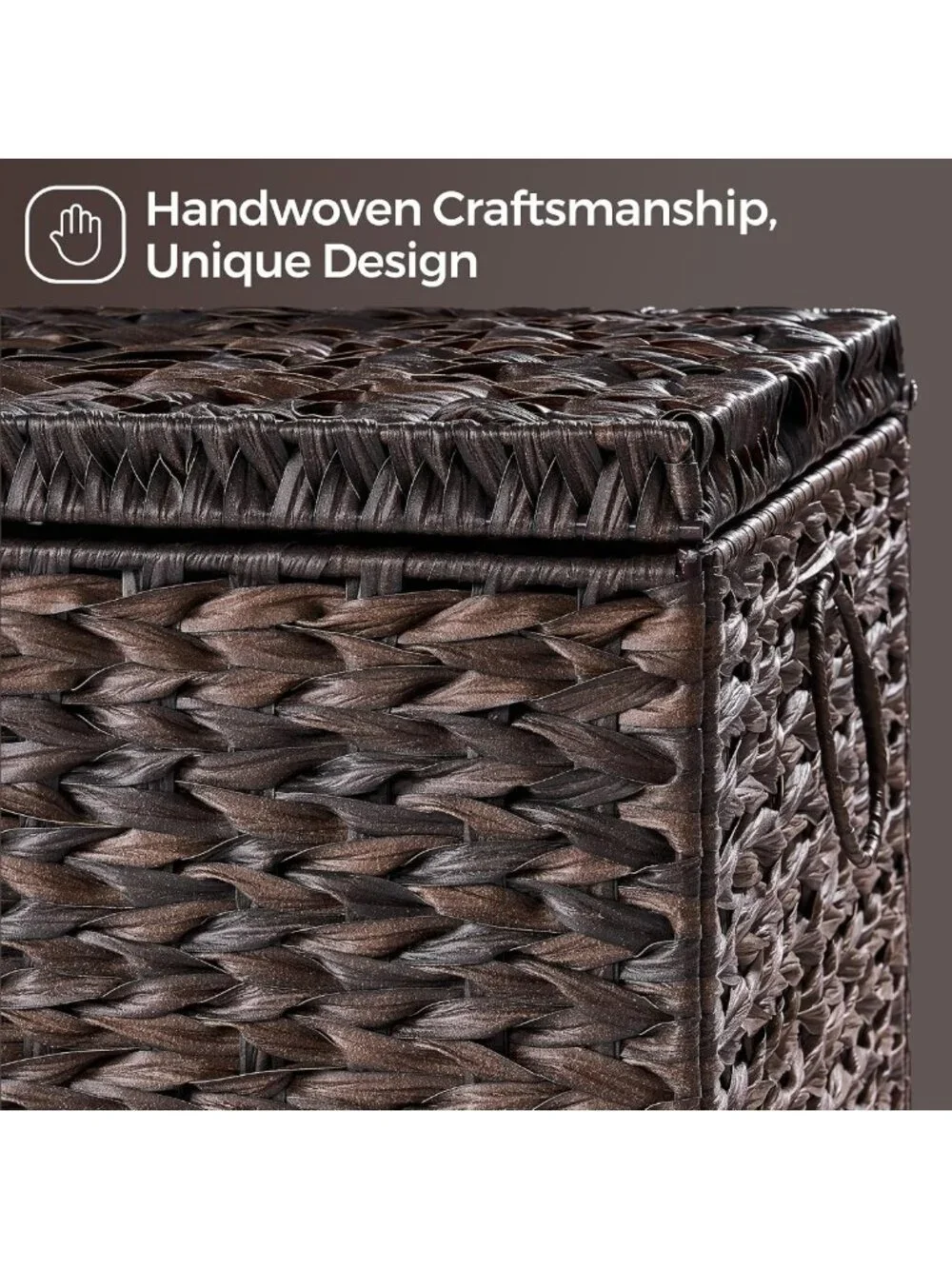 Large Handwoven Wicker Storage Basket with Lid - 165L Decorative Trunk